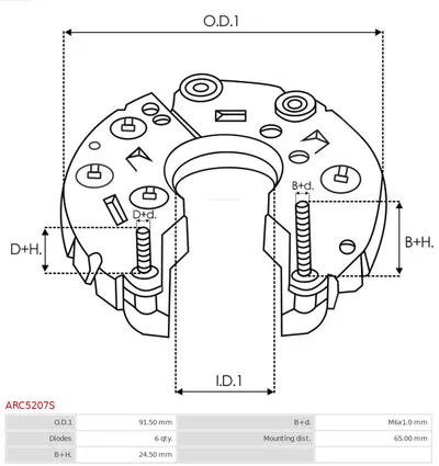 Rectificador, alternador AS-PL ARC5207S