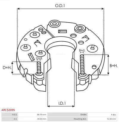 Rectificador, alternador AS-PL ARC5209S