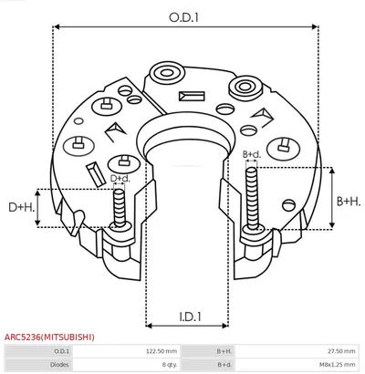 Rectificador, alternador AS-PL ARC5236(MITSUBISHI)
