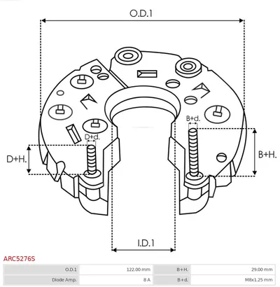 Rectificador, alternador AS-PL ARC5276S