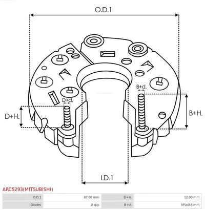 Rectificador, alternador AS-PL ARC5293(MITSUBISHI)