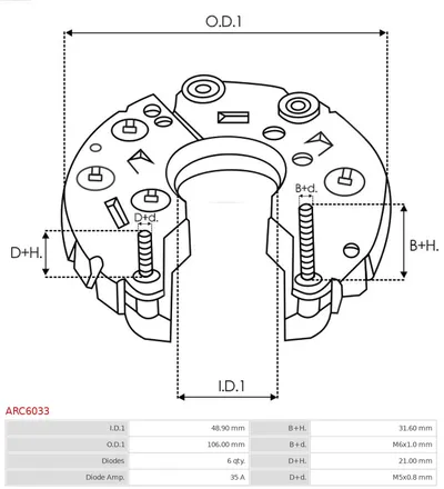 Rectificador, alternador AS-PL ARC6033