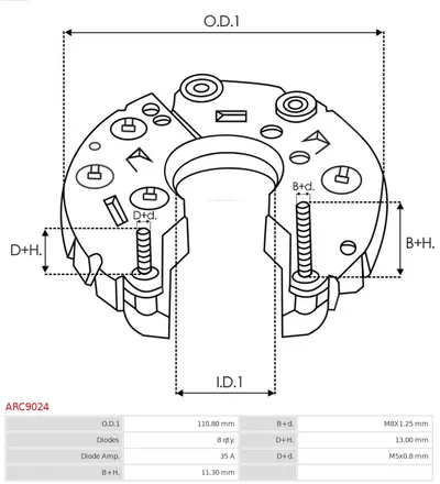 Rectificador, alternador AS-PL ARC9024
