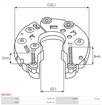 Rectificador, alternador AS-PL ARC9041