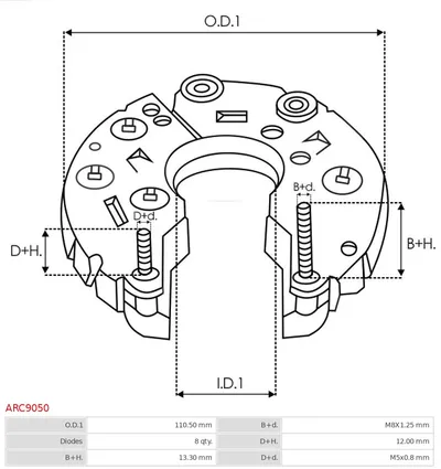 Rectificador, alternador AS-PL ARC9050