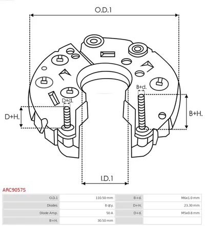 Rectificador, alternador AS-PL ARC9057S