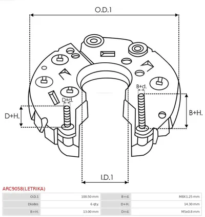 Rectificador, alternador AS-PL ARC9058(LETRIKA)