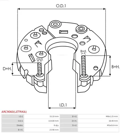 Rectificador, alternador AS-PL ARC9060(LETRIKA)
