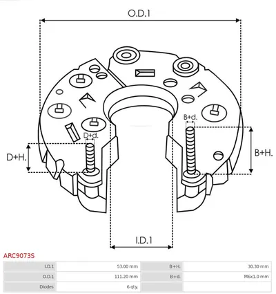 Rectificador, alternador AS-PL ARC9073S