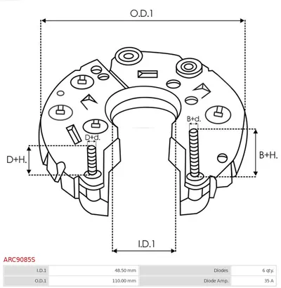Rectificador, alternador AS-PL ARC9085S