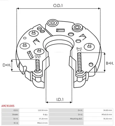 Rectificador, alternador AS-PL ARC9100S