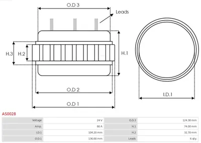 Estátor, generador AS-PL AS0028