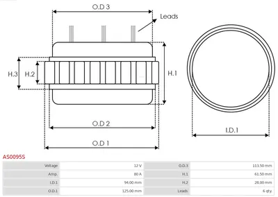 Estátor, generador AS-PL AS0095S