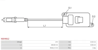 Sensor NOx, inyección de úrea AS-PL NOX9012