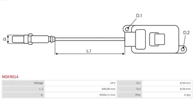 Sensor NOx, inyección de úrea AS-PL NOX9014
