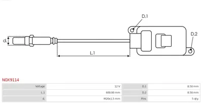 Sensor NOx, inyección de úrea AS-PL NOX9114