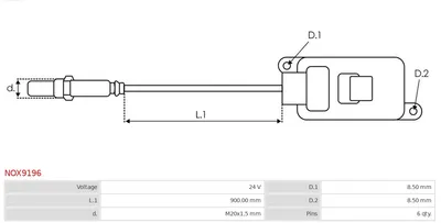 Sensor NOx, inyección de úrea AS-PL NOX9196