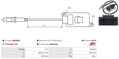 Sensor NOx, inyección de úrea AS-PL NOX9506