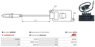 Sensor NOx, inyección de úrea AS-PL NOX9507