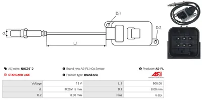 Sensor NOx, inyección de úrea AS-PL NOX9510
