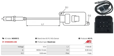 Sensor NOx, inyección de úrea AS-PL NOX9512