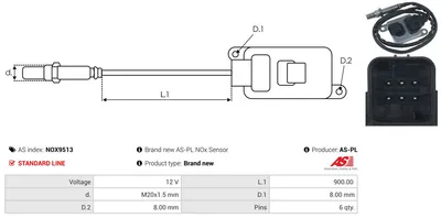 Sensor NOx, inyección de úrea AS-PL NOX9513