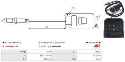 Sensor NOx, inyección de úrea AS-PL NOX9515