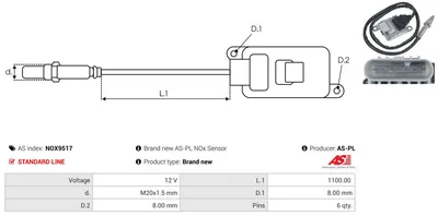 Sensor NOx, inyección de úrea AS-PL NOX9517