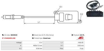 Sensor NOx, inyección de úrea AS-PL NOX9534