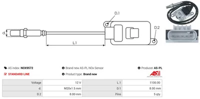 Sensor NOx, inyección de úrea AS-PL NOX9572