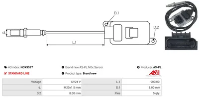 Sensor NOx, inyección de úrea AS-PL NOX9577