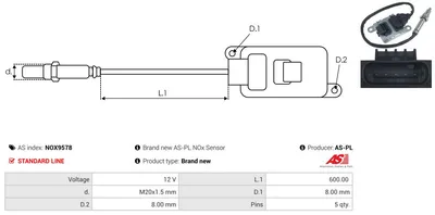 Sensor NOx, inyección de úrea AS-PL NOX9578