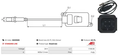 Sensor NOx, inyección de úrea AS-PL NOX9585