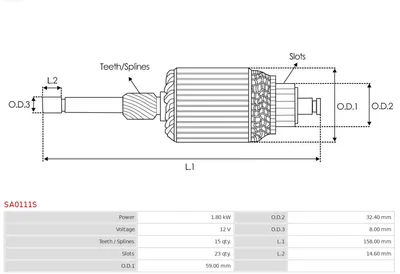 Inducido, motor de arranque AS-PL SA0111S