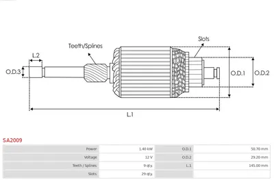 Inducido, motor de arranque AS-PL SA2009