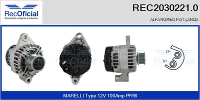 Alternador Lancia MUSA · Fiat CROMA · Fiat GRANDE PUNTO