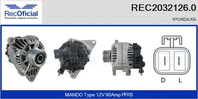 Alternador Hyundai MATRIX · Hyundai GETZ · Kia CERATO I Saloon