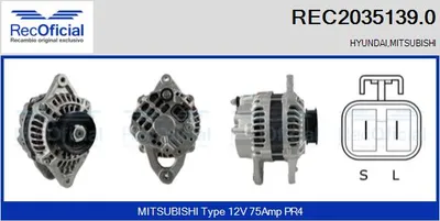 Alternador Mitsubishi COLT III · Mitsubishi LANCER IV · Mitsubishi SAPPORO III