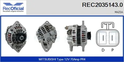 Alternador Mazda 323 C V · Mazda 323 F V · Mazda MX-3