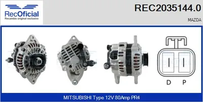 Alternador Mazda 626 V · Mazda 626 V Hatchback · Mazda 626 V Station Wagon