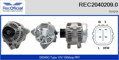 Alternador Toyota PREVIA II · Toyota RAV 4 II · Toyota AVENSIS VERSO