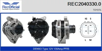 Alternador Toyota PREVIA II · Toyota RAV 4 II · Toyota AVENSIS VERSO