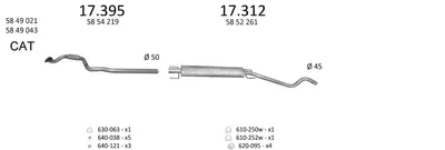 Sistema de gases de escape Vauxhall ASTRA Mk IV Convertible · Vauxhall ASTRA Mk IV Coupe · Vauxhall ASTRA Mk IV Estate