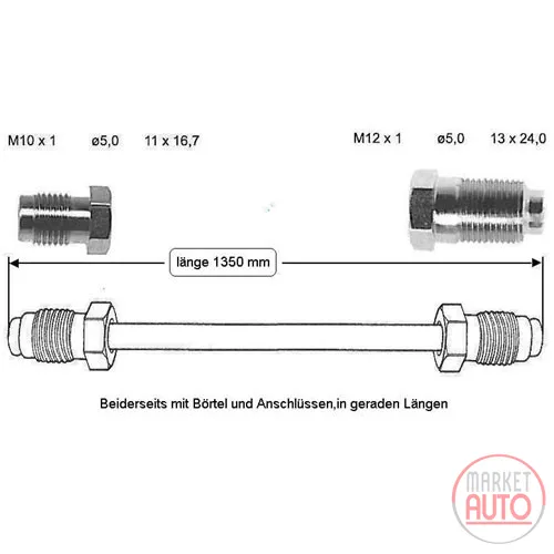 Bremsleitung 1350 mm hinten rechts RBZ
