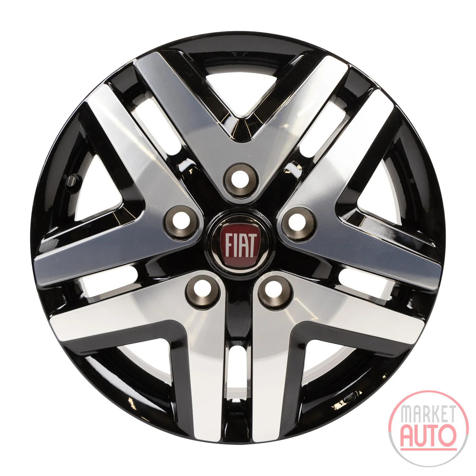 Leichtmetall Felge schwarz silber 16" mit Radnabendeckel