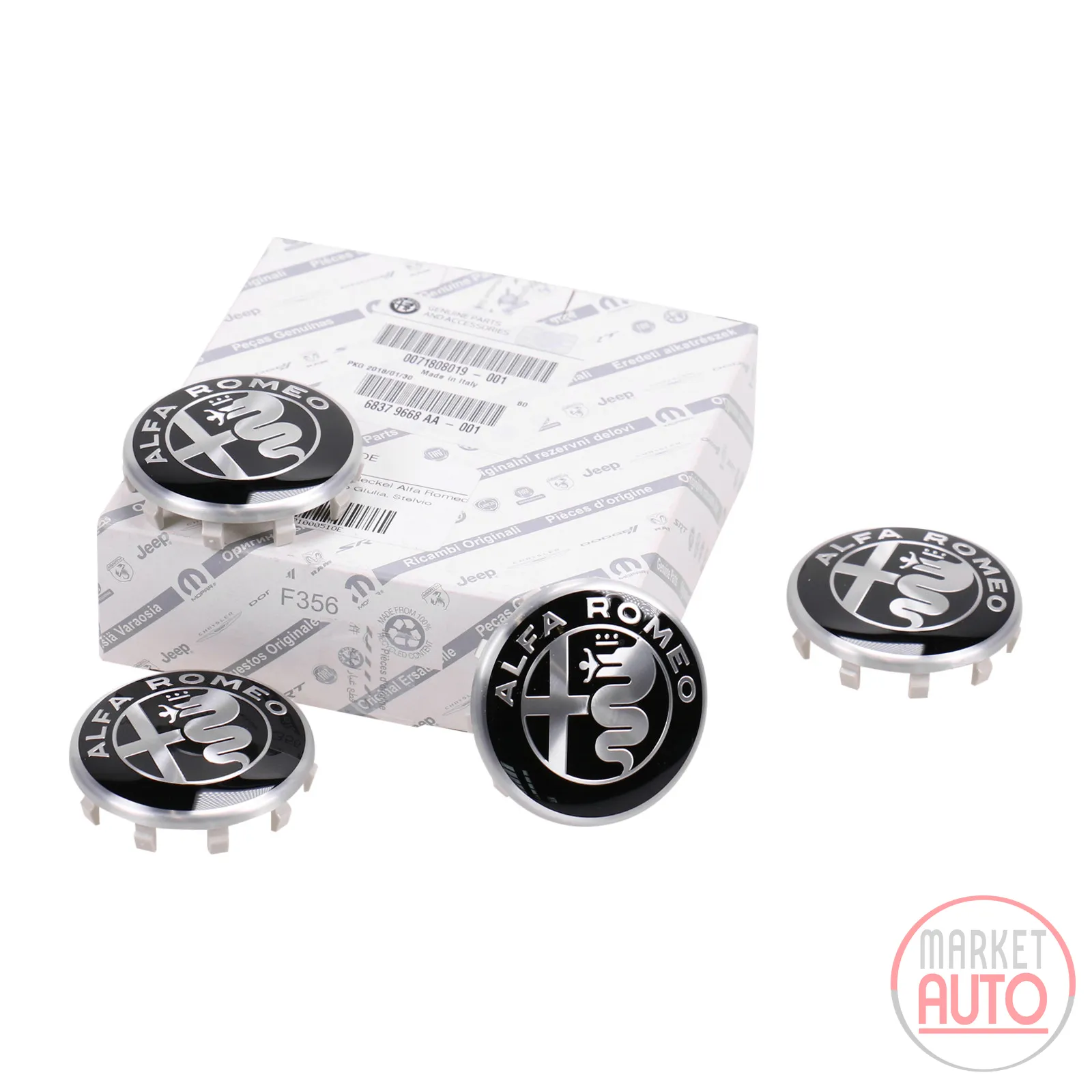 Radnabendeckel Alfa Romeo Logo Schwarz-Weiß 4er Set