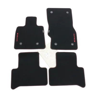 Fussmatten 4er Velour Set mit rot gesticketem Stelvio Logo