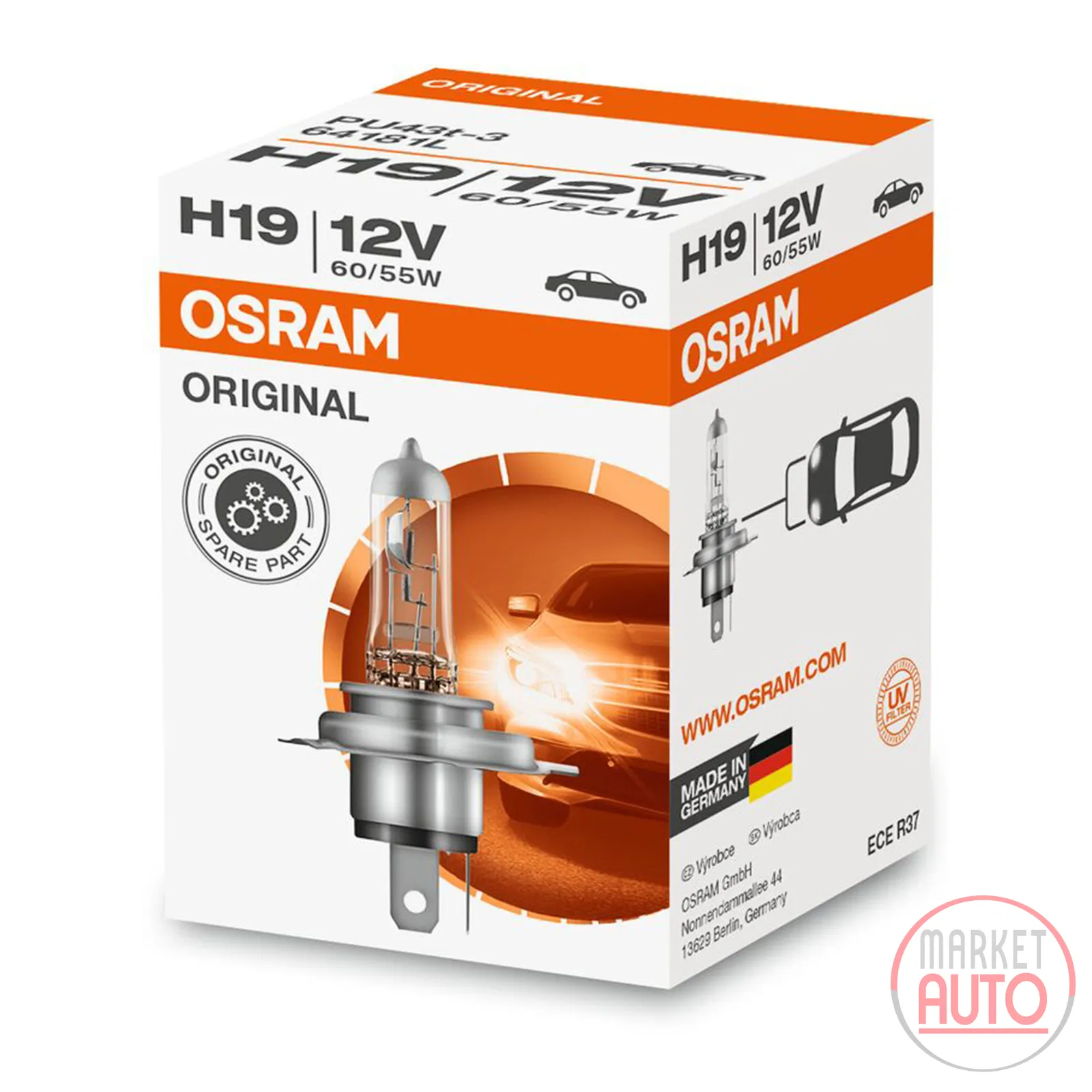 Scheinwerferlampe H19 12V 60/55W PU43t-3