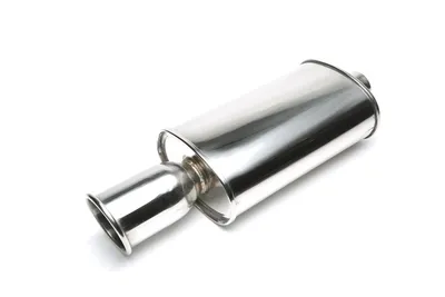 Silencioso trasero deportivo universal 115mm redondo / biselado / exterior con pestañas