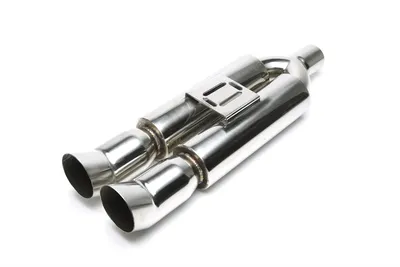 Silencioso trasero deportivo de acero inoxidable universal 2 x 90/100mm DTM oval / agudo